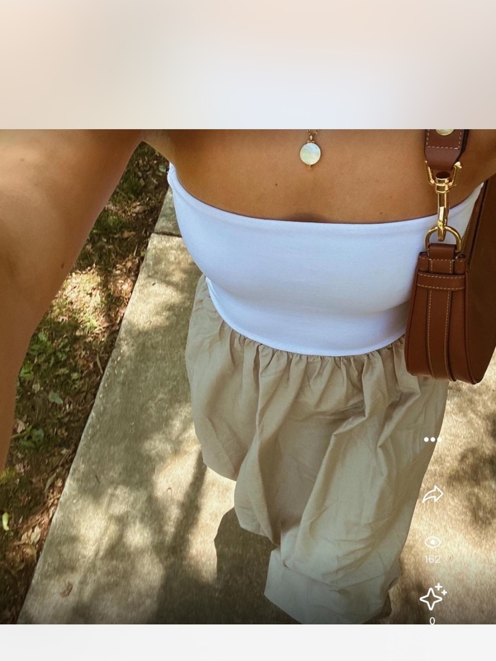 Zara White Bodice Beige Midi Skirt - Picture 2 of 2